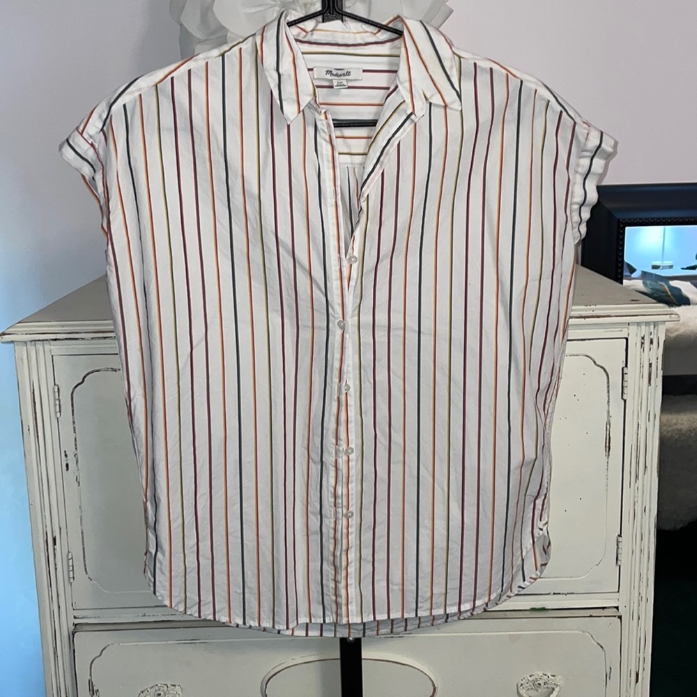 Madewell cotton striped button down shirt, size XXS